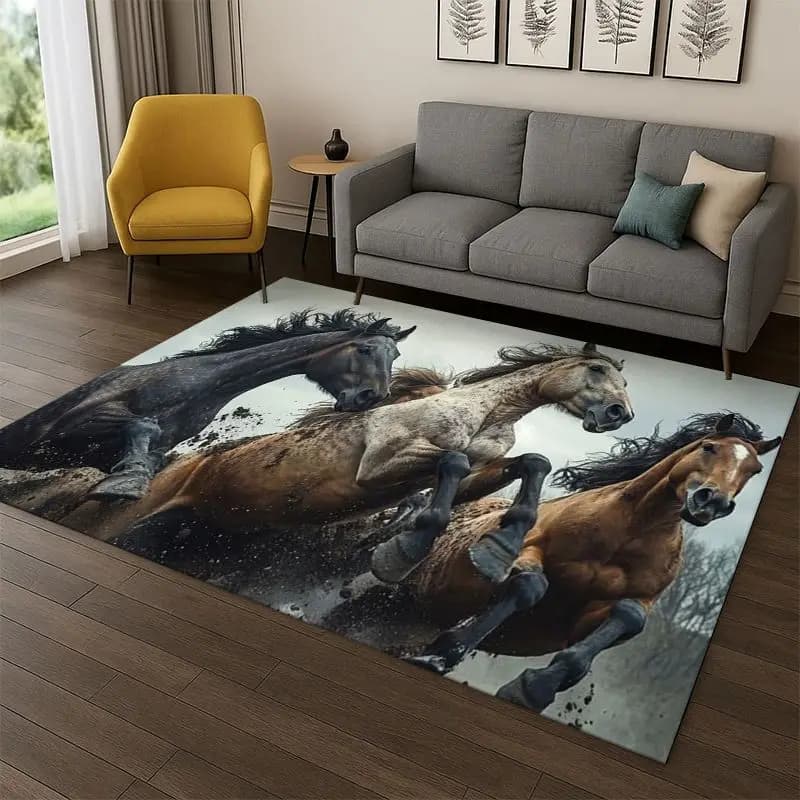 Tappeto a Forma di Cavallo Pentium, Tappeto Decorativo per Camera da Letto, Soggiorno, Divano, Sala Giochi, Zerbino, Decorazione Casa, Tappeto Antiscivolo per Bambini