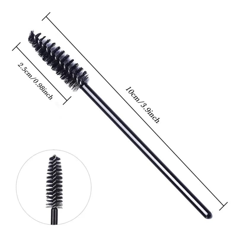 100 Pezzi di Spazzolini Monouso Neri per Mascara, Extension Ciglia, Sopracciglia e Trucco