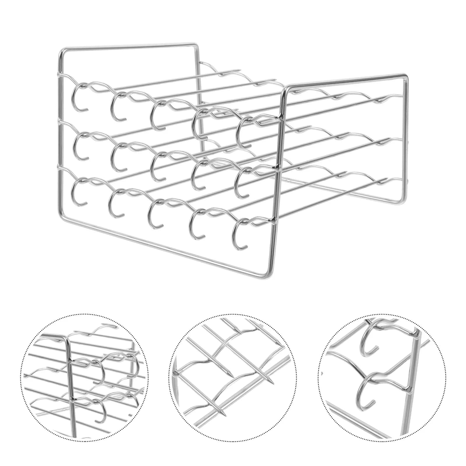 1Set Air Fryer Grill Rack Stainless Steel 3-Tier Multi Layer Stackable Bbq Rack Accessories for Oven Cooking Kabobs Steak