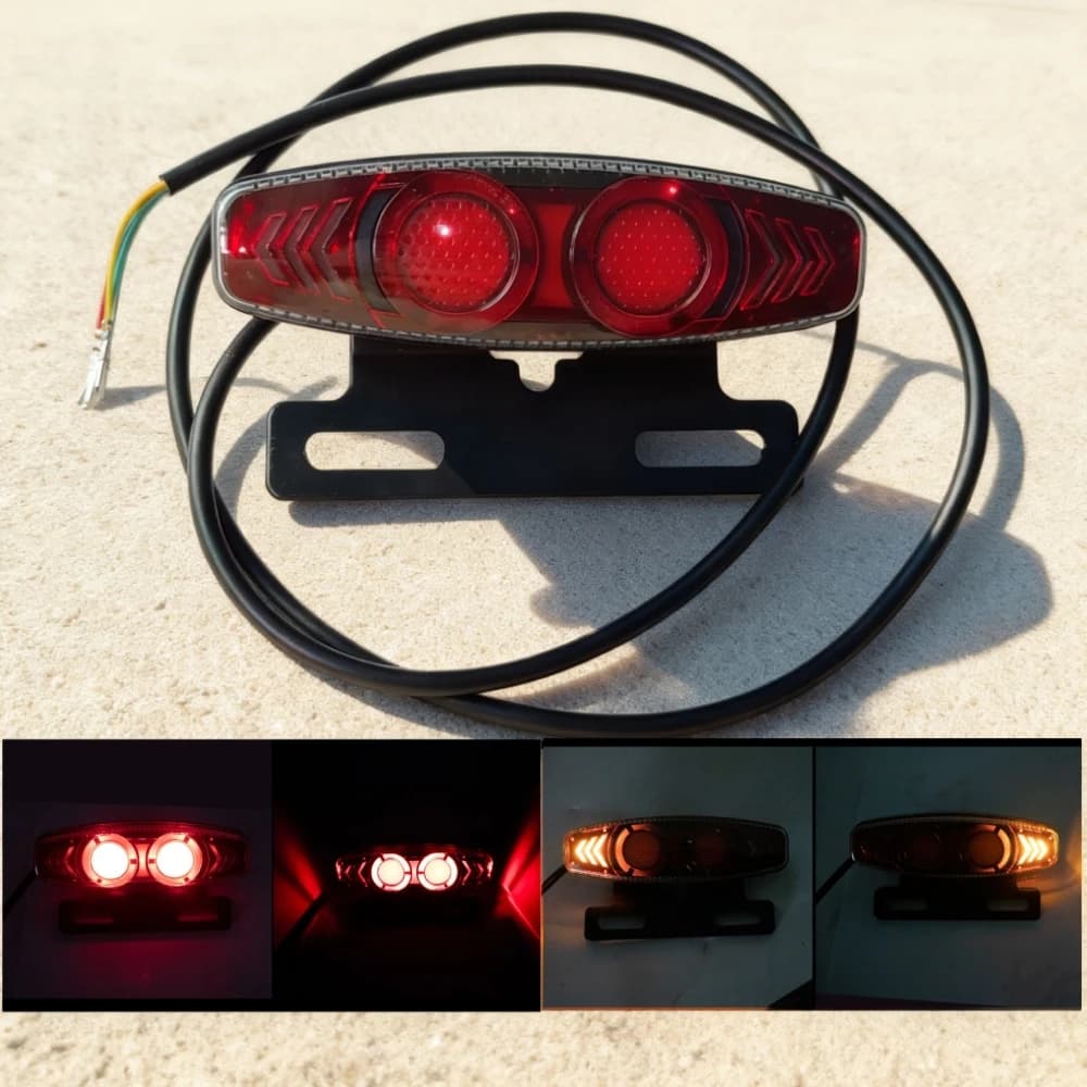1Pc LED Backlight for Electric Bike 36V 48V Universal Rear Lamp for Motorcycle Ebike with Function Brake Dynamic Turn Signal Position