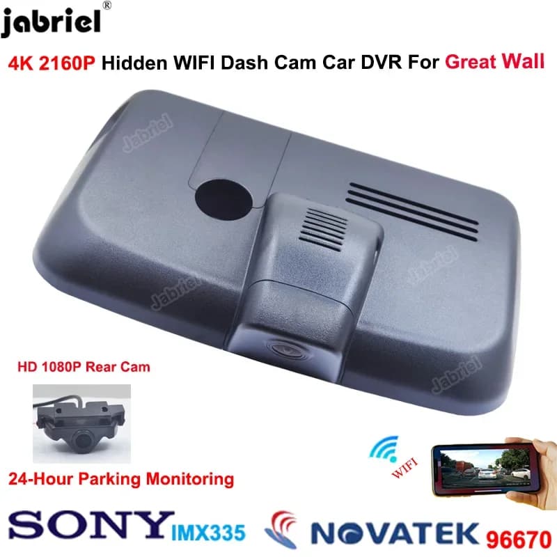 For GWM ORA Funky Cat Good Cat Haomao 2020 2021 2022 2023 2024 UHD 4K 2160P Dash Cam Double Camera Auto DVR WiFi Video