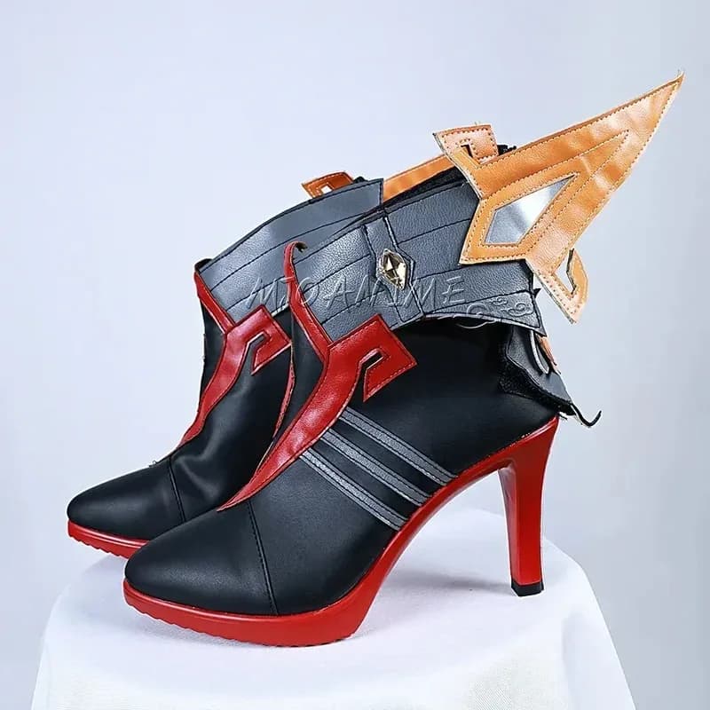 Gioco Genshin Impact Pyro Archon Mavuika Costume nero Parrucca cosplay scarpe6;d'3,h'7.b;