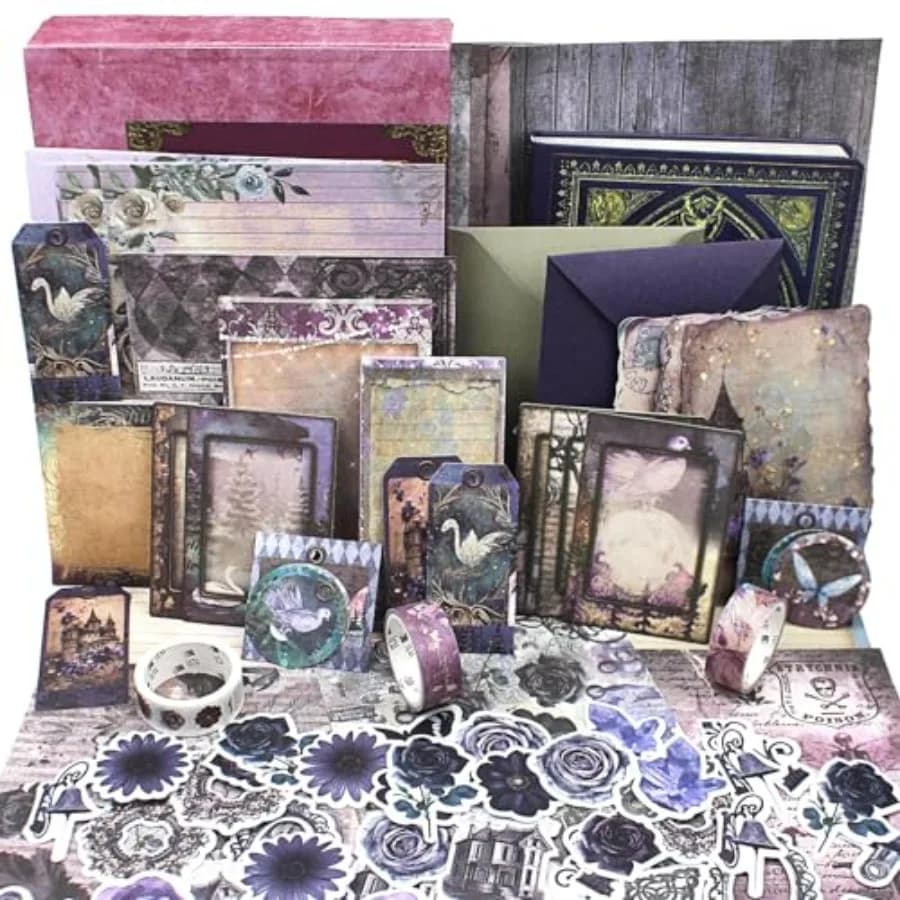 Ultimate Vintage Scrapbook Supplies and Junk Journal Kit - A6 Retro Notebook, Aesthetic Stationery Supplies, Craft Gift Set for