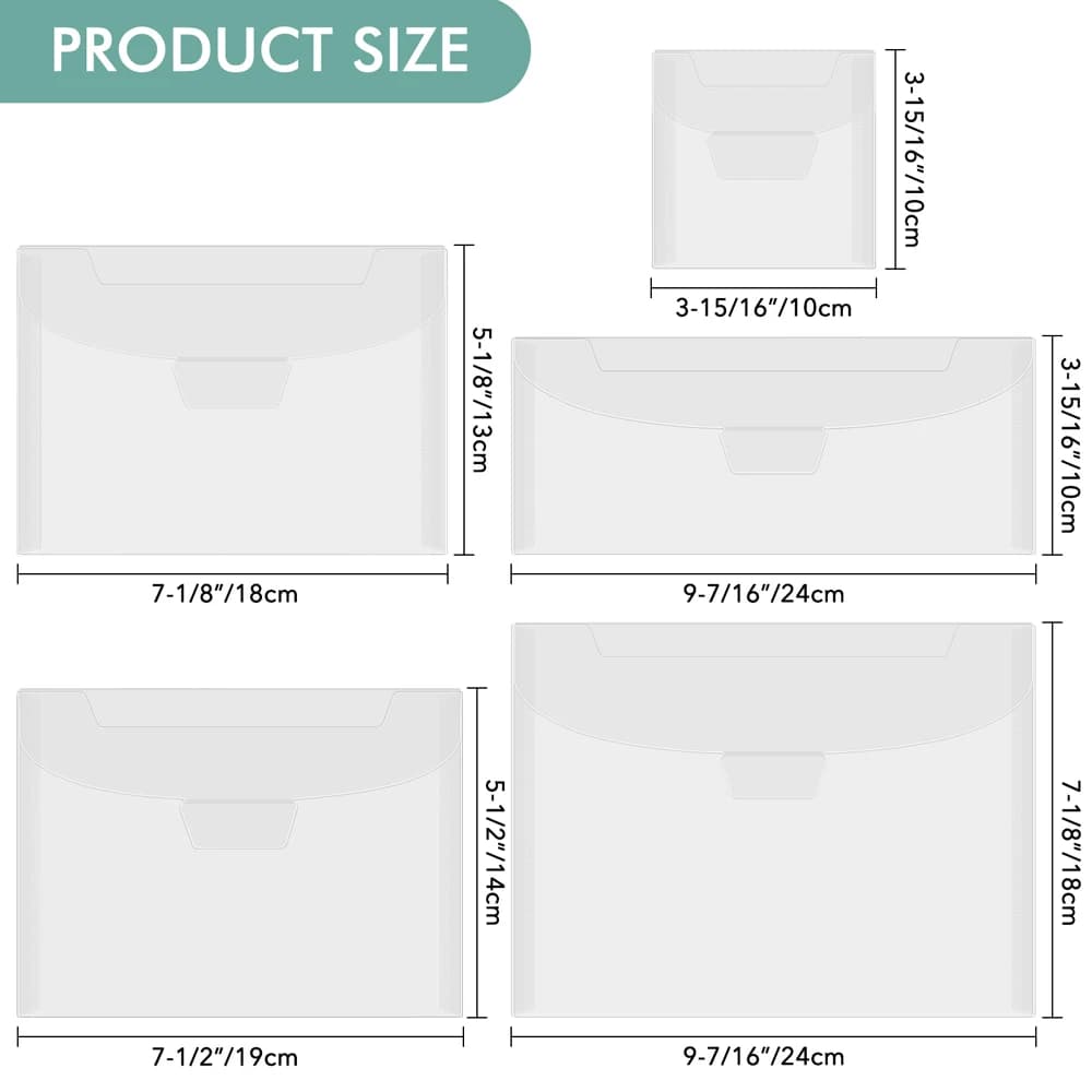 Confezione da 10 tasche portaoggetti per timbri e matrici, buste in plastica riutilizzabili, adesivi impermeabili, organizer per ricevute, cartelle portaoggetti