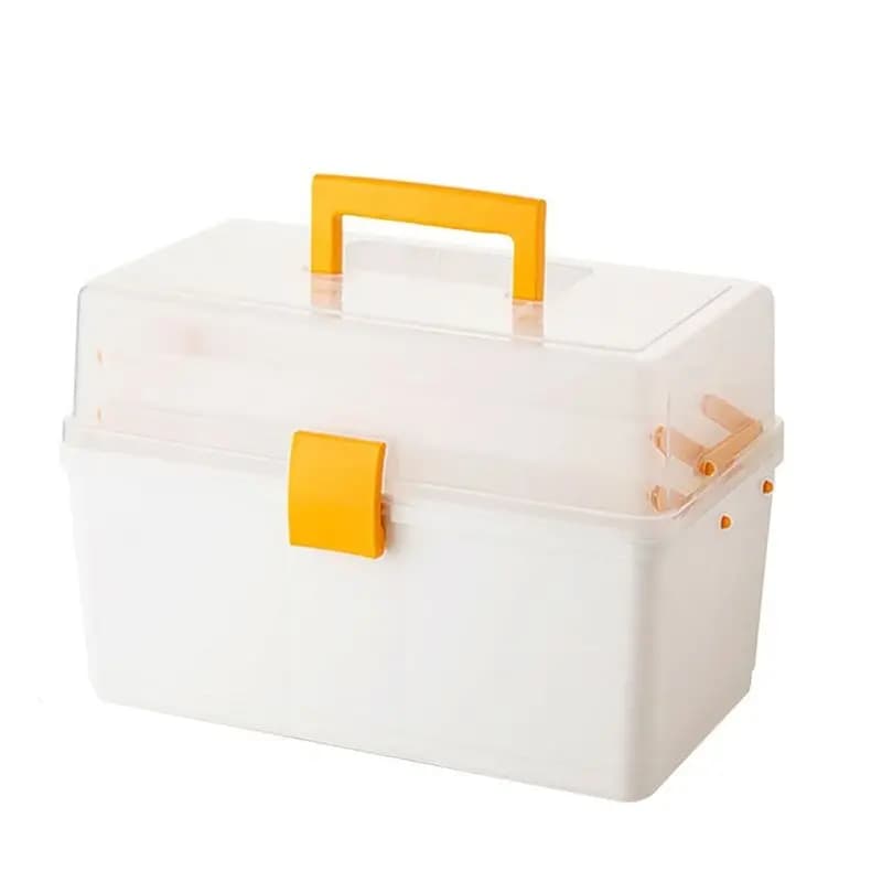 AA81-Small Tackle Box With 2 Tray Hardware Organizer Portable Multipurpose Storage Box For Snacks Screws Nuts Lure Case