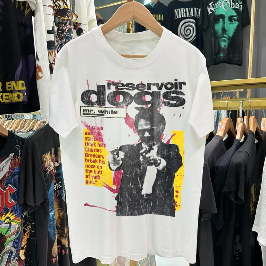 1992 Mr. White 'Reservoir Dogs Promo' Rare Washed White T-Shirt Y2K Style Underground Print Loose Retro Summer