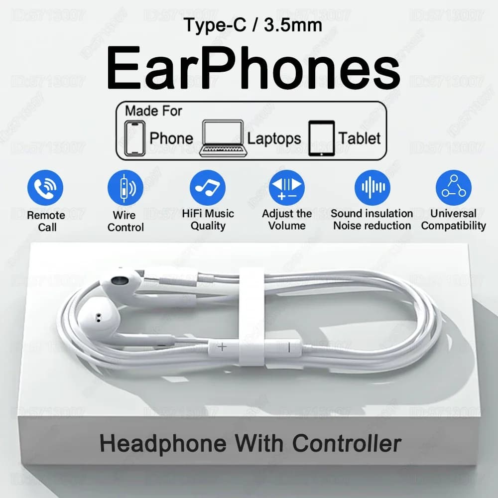 Cuffie con Filo Tipo C per Xiaomi Redmi Poco Oneplus Google OPPO Huawei Honor Samsung Auricolari per Laptop e Tablet
