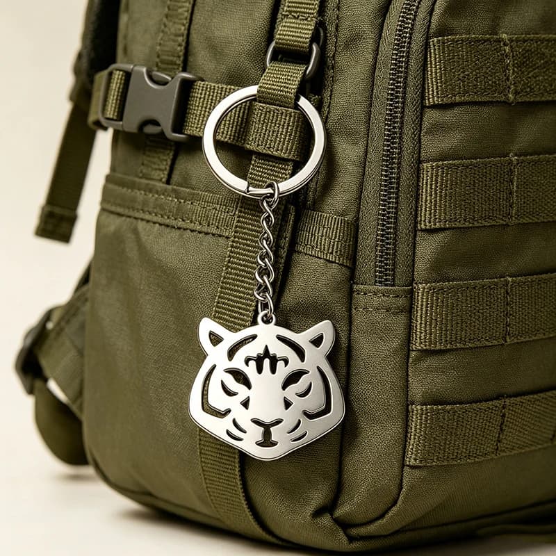 Vintage Stainless Steel Tiger Pendant Key Chain Cartoon Animal Keychain Jewelry Girls Metal Keychains Bag Purse Accessories