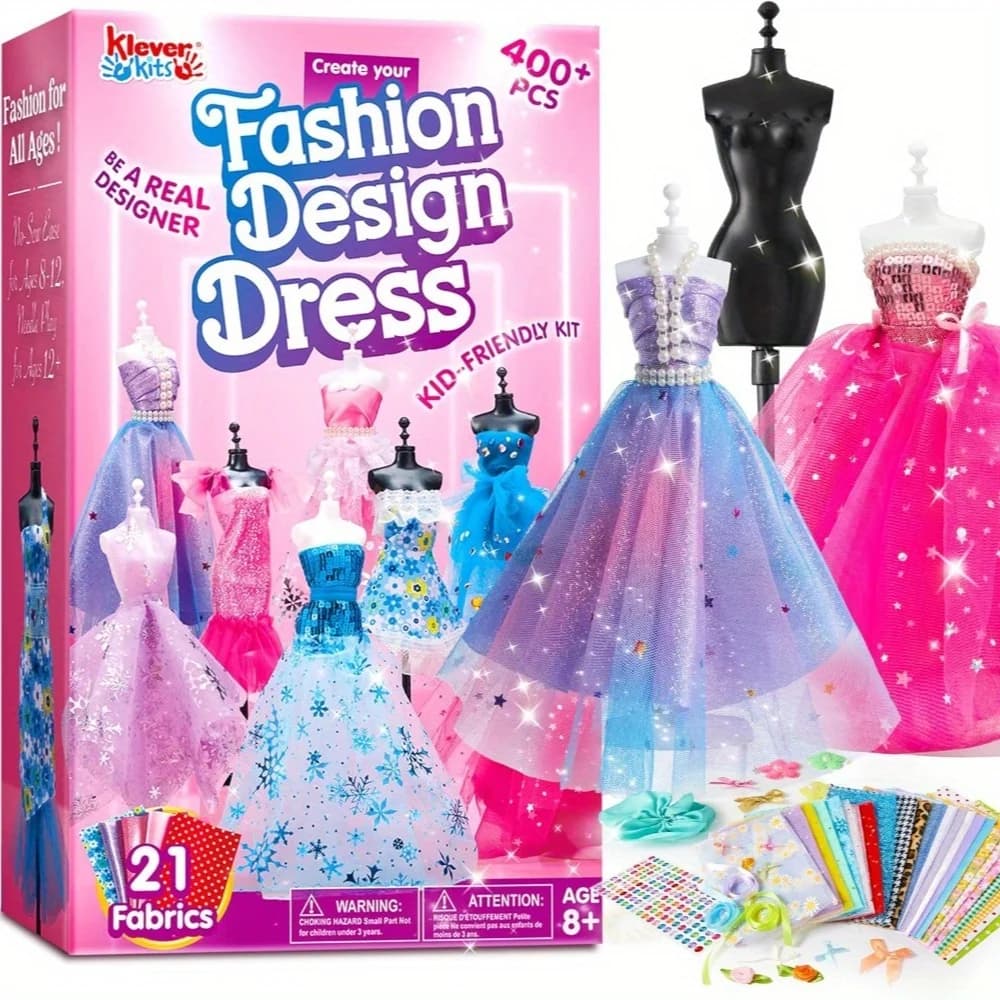 JOYFY 400+PCS Fashion Design Artigianato per bambini Arte e artigianato Kit da cucito fai-da-te con 3 Manichini per ragazze di età compresa tra 8 e 12 anni Regalo di compleanno