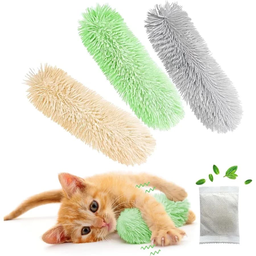 3 pezzi giocattoli interattivi per gatti cuscini per gatti morbidi e durevoli crinkle sound erba gatta giocattoli per gatti da interni giocattoli per gattini fissi esercizio