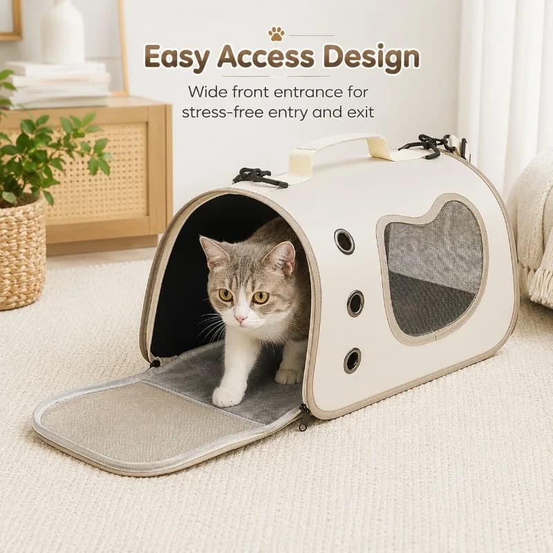 Portable Pet Carrier Bag for Small Dogs Cats Outdoor Foldable Cat Bag Daily Travel Breathable Cat Shoulder Bag