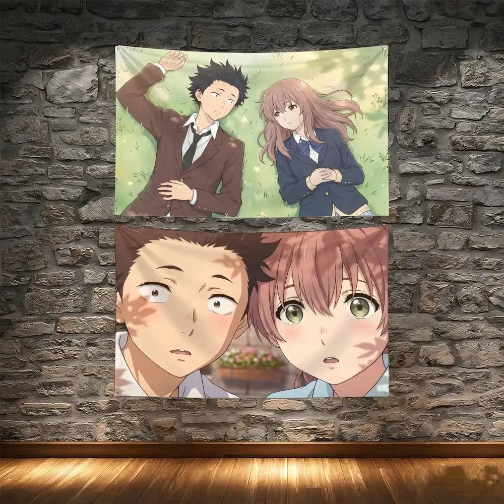 Hearing Romance Anime A-A Silent Voice Flags Tapestry Creative Pattern Photo Living Room Wall Art Party Outdoor Decor