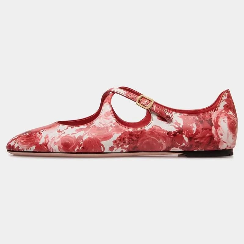 Scarpe basse con cinturino incrociato e punta tonda Scarpe moda colorate per donna Fibbia per cintura rivettata di grandi dimensioni Comode Mary Jane