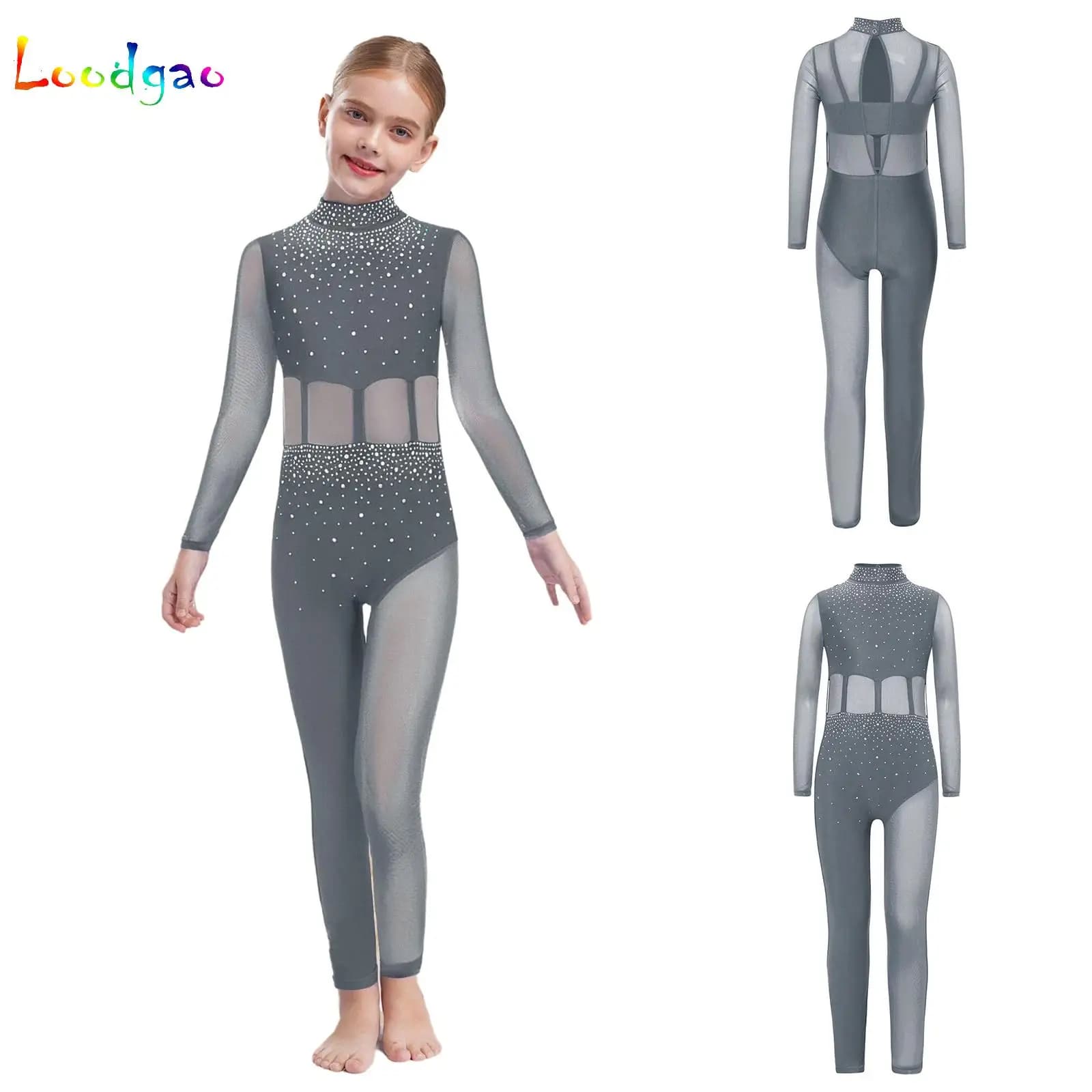 Tute intere per ragazze per bambini Manica lunga Balletto Danza Body Allenamento Completo per il corpo Ginnastica Costume per pratica di pattinaggio di figura