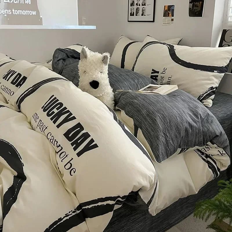 Nordic 100% Cotton Single Soft Quilt Cover Non Fading Skin Friendly Duvet Cover for Home Breathable Bedding for King Queen