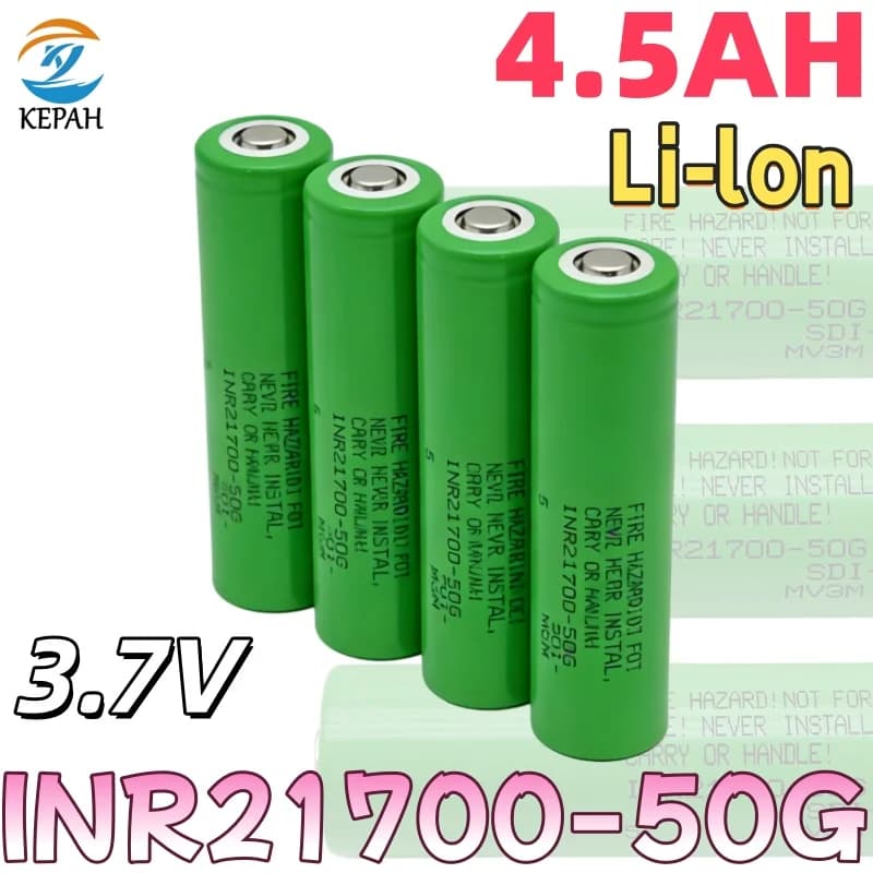 Batteria ricaricabile agli ioni di litio 21700 3.7V 4500mAh a punta piatta per torce, pacchi batteria per auto e power bank portatili