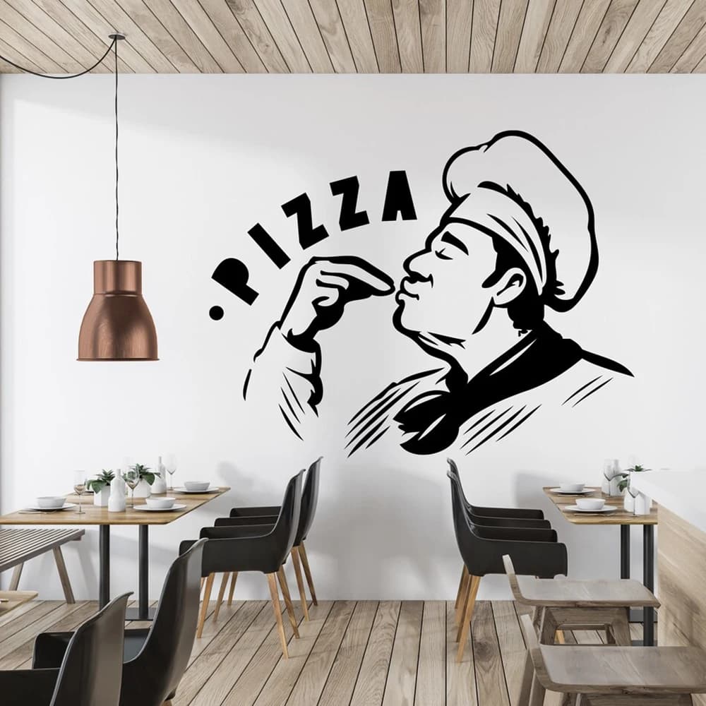 Pizza Wall Decal Pizzeria Wall Sticker Pizza Adesivo Amante degli alimenti Regalo Vinile Lettera Decorazione per finestre Adesivo Pizza Lover Decal A646