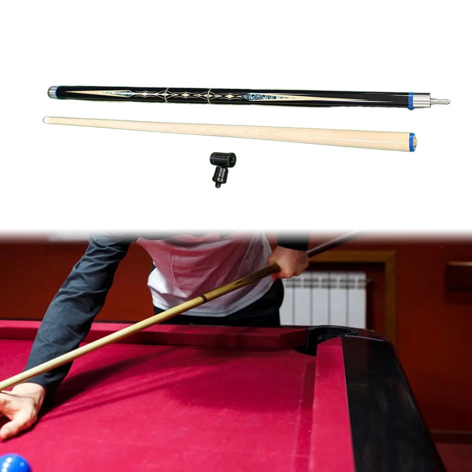 Stecca da Biliardo Professionale in Legno con Punta da 13mm, Stecca da Snooker per Adulti, per Giochi e Attrezzature da Sala Biliardo