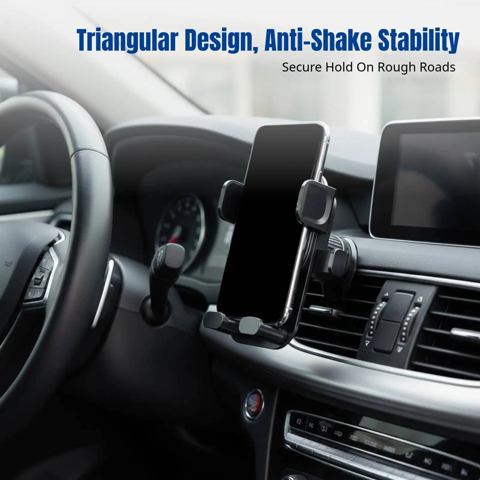 Supporto per telefono da auto con blocco automatico, montaggio su bocchetta dell'aria, universale, design anti-vibrazione