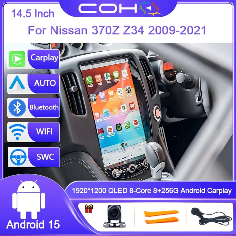 Autoradio Multimediale Android 15 da 14,5 Pollici per Nissan 370Z Z34 2009-2021, 8-Core 8G+256G, Ricevitore Stereo con WIFI, GPS, 4G e Carplay