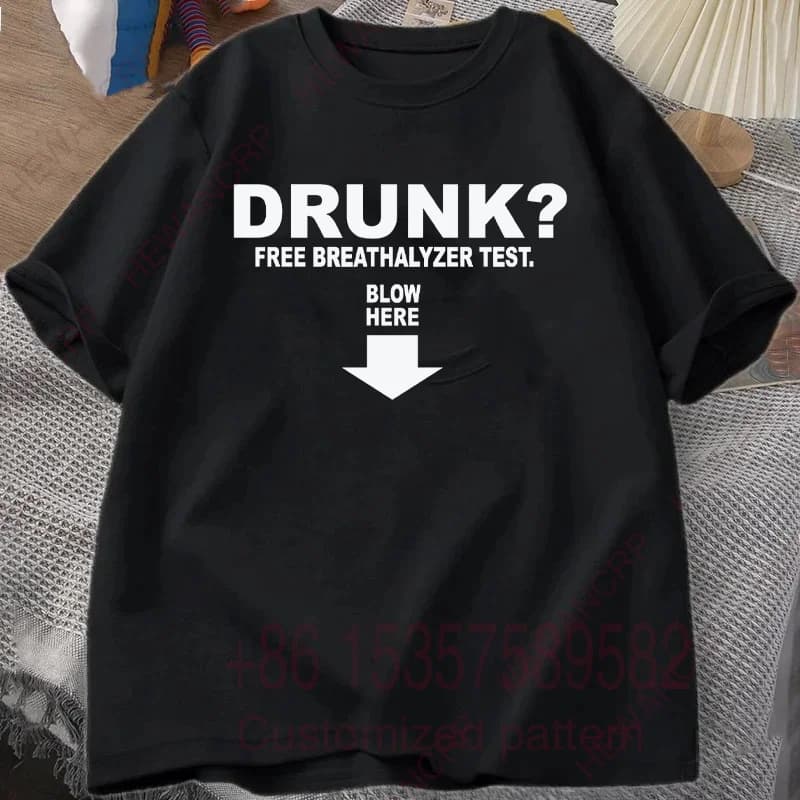 Drunk Free Etilometro Test T-shirt da uomo Tuta estiva Harajuku O-Collo Pullover Manica corta Casual Abbigliamento sportivo traspirante