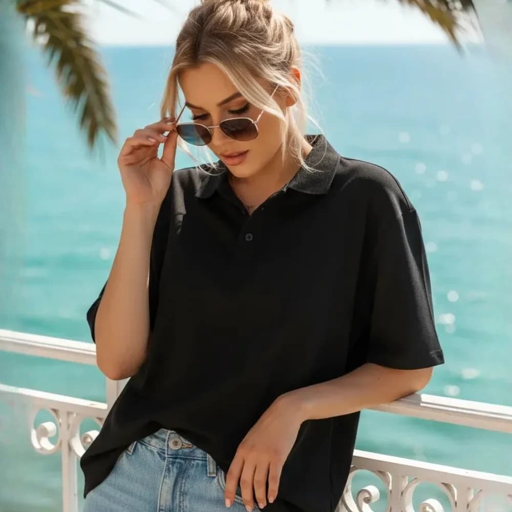 Polo Estive alla Moda, Stile Casual, Magliette Traspiranti da Golf per Uomo e Donna, Top Unisex Streetwear Trendy Oversize Bianco