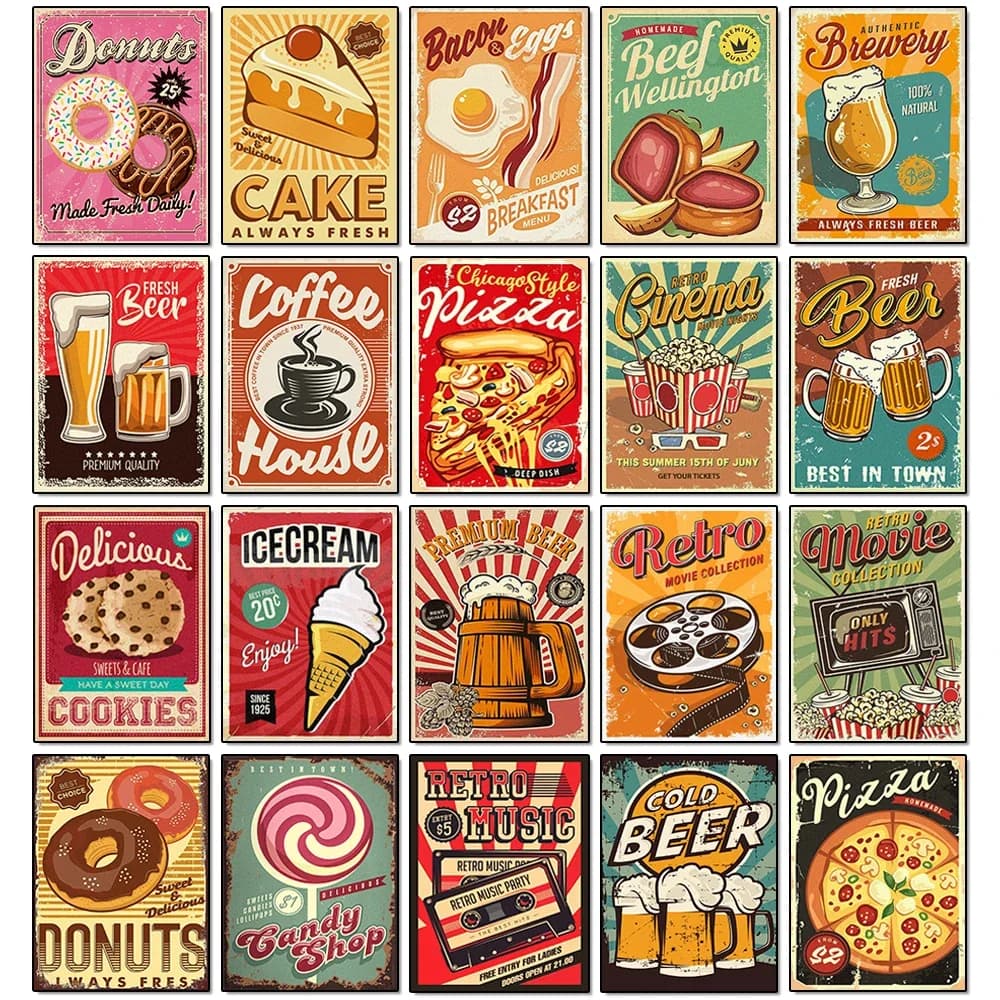 Pittura diamante 5D Poster alimentare Diamante Mosaico Ricamo Set Pane Birra Tazza Fai da te Strass Cucina Ristorante Decorazione Regalo