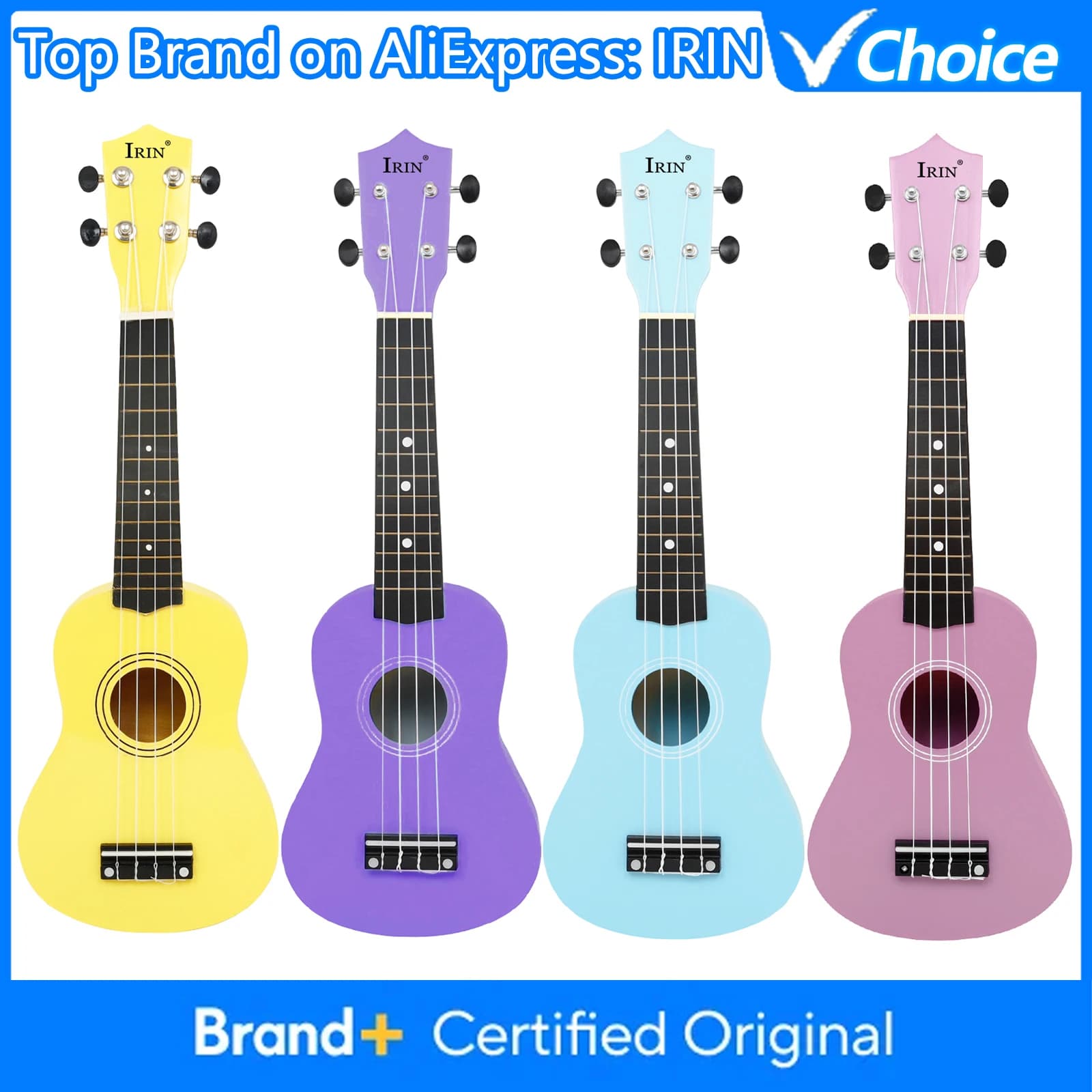 IRIN Ukulele 21-inch Colorful Basswood Ukulele Beginner Practice Soprano Hawaiian Four String Guitar Stringed Instruments