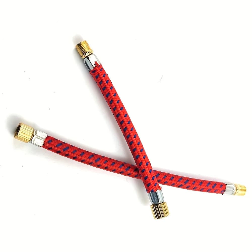 2 tubi di prolunga portatili per pompa da bicicletta, tubo intrecciato in metallo resistente da 16 cm per pompa