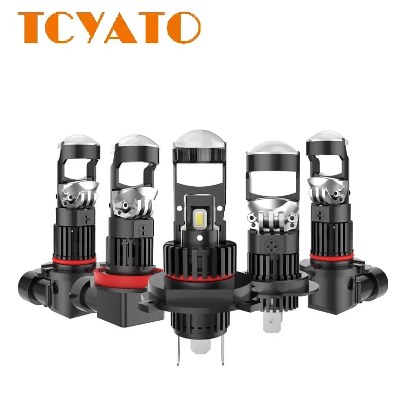 TCYATO Ventola H7 Bi LED Luce per auto Mini Lente per proiettore H8 H9 H11 9005 9006 HB3 HB4 7055 CHIP CSP 6000K 12V Faretto abbaglianti e anabbaglianti