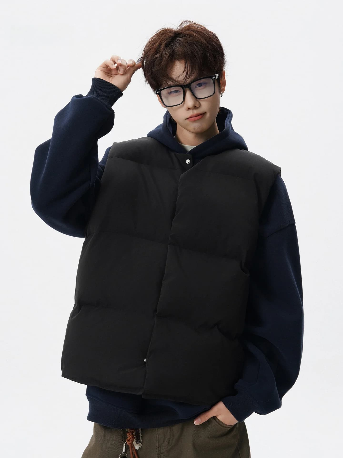 Thickened American Style Sleeveless Vest for Men Winter New Fashion Warm Cotton Jacket Youth Trendy Vest Outerwear Wear