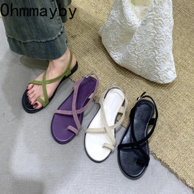 Summer Vintage Women's Sandals with Clips on your fingers, Gladiator Style, Shoes with Street Charm, Comfortable for Sea Holidays, Sandalias Mujer