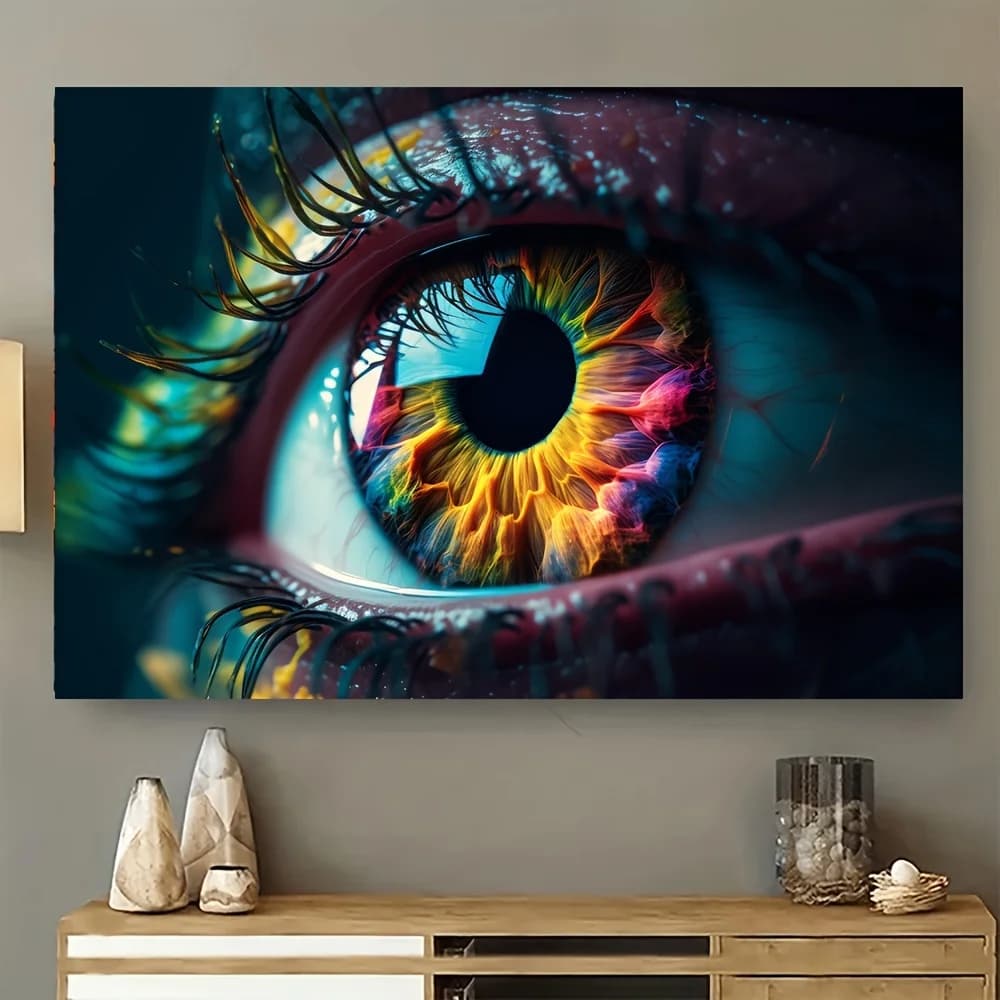 2D 1pc Framed Canvas Art, Modern Eye Art Canvas Print,Colorful Abstract Eye Design, Large Wall Art Living Room and Bedroom De