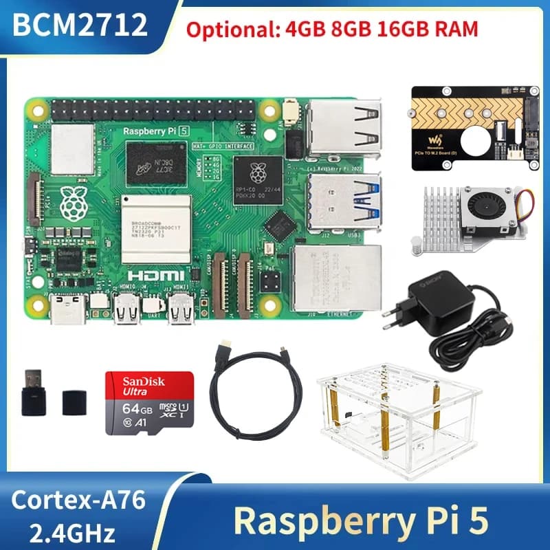 Raspberry Pi 5 4GB 8GB 16GB RAM Development card BCM2712 Cortex-A76 2.4GHz VideoCore Optional case for Raspberry Pi 5