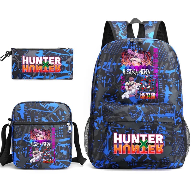 Hunter x Hunter Hisoka Morow Zaino stampato per studenti, borsa a tracolla per ragazzi, set di astucci per penne, zaino per materiale scolastico