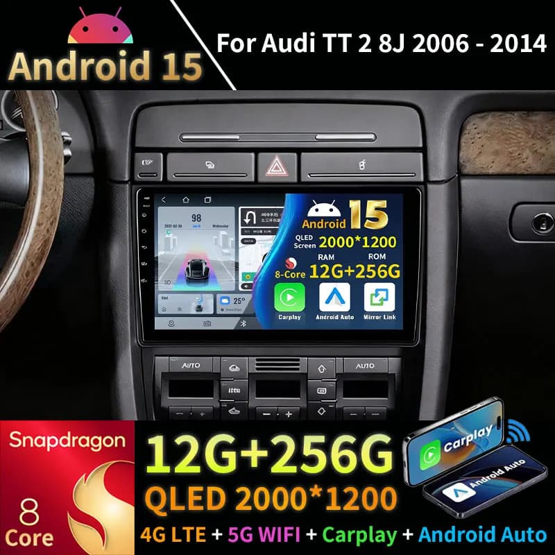 Android 15 Autoradio Per Audi A4 II 2 B6 III 3 B7 2000 - 2009 S4 RS4 2005 - 2009 GPS Carplay Lettore Multimediale di Navigazione DSP BT