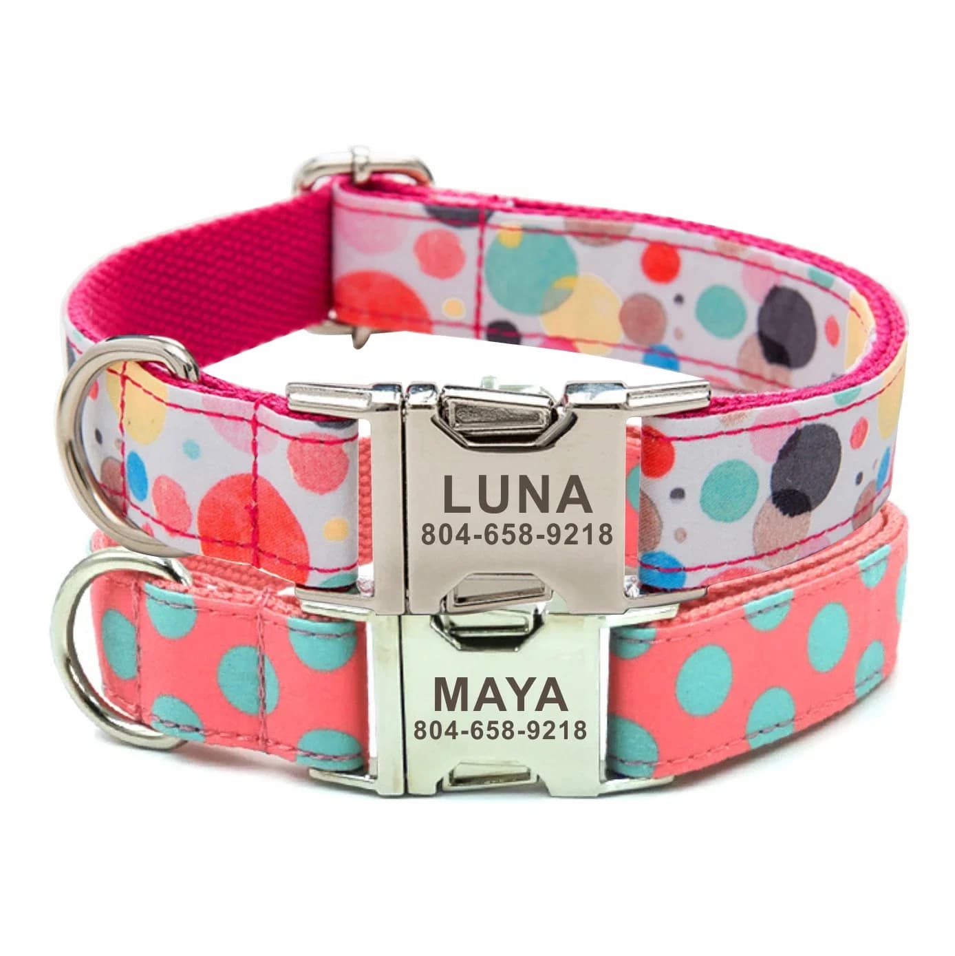 Collare per animali domestici personalizzato Targhetta identificativa personalizzata per cuccioli Etichetta identificativa Fibbia regolabile Guinzaglio per collari con incisione libera di bolle arcobaleno forte