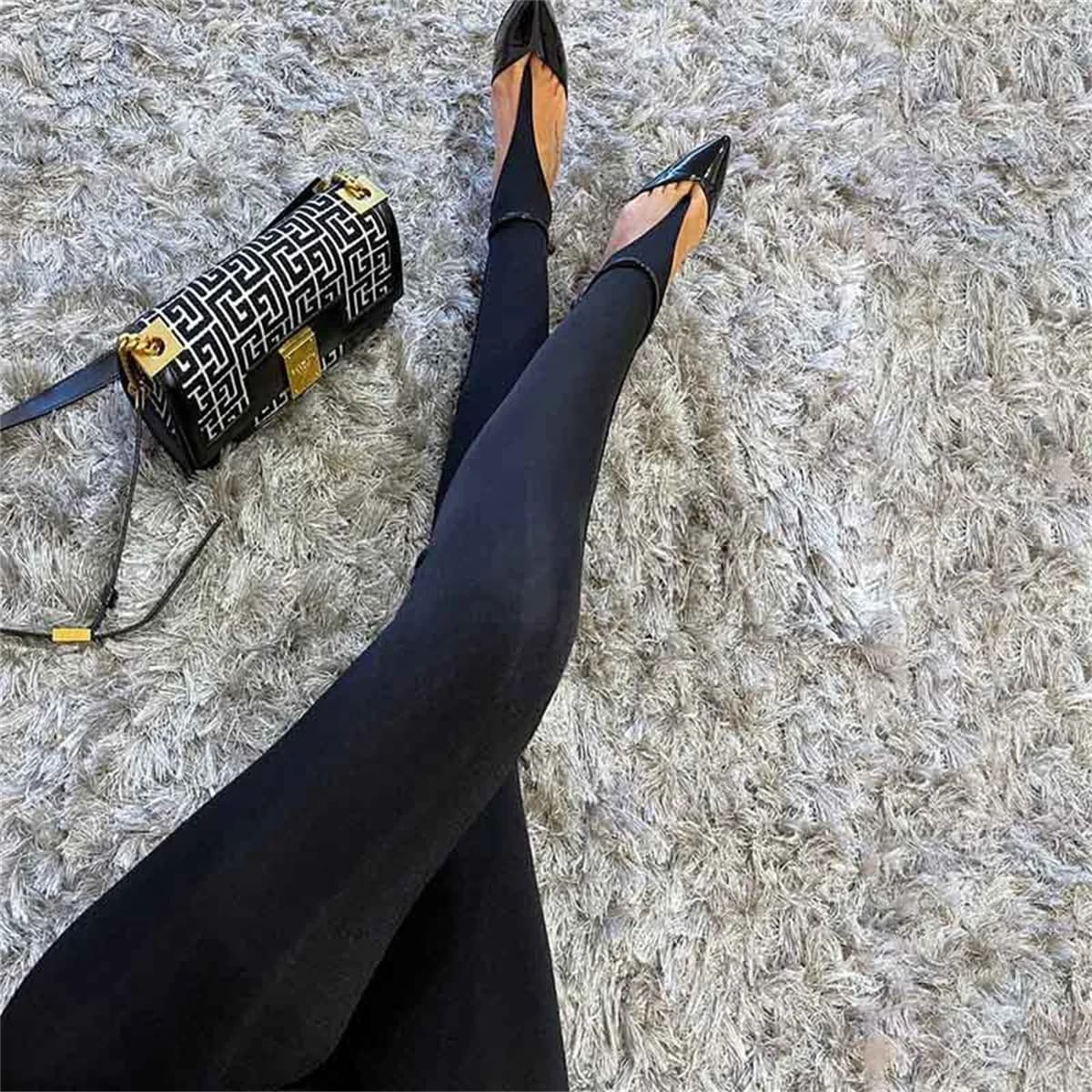 Fashion korean winter black slim waist skinny Y2K trousers tight sexy glitter casual club 2025 leggings long pants