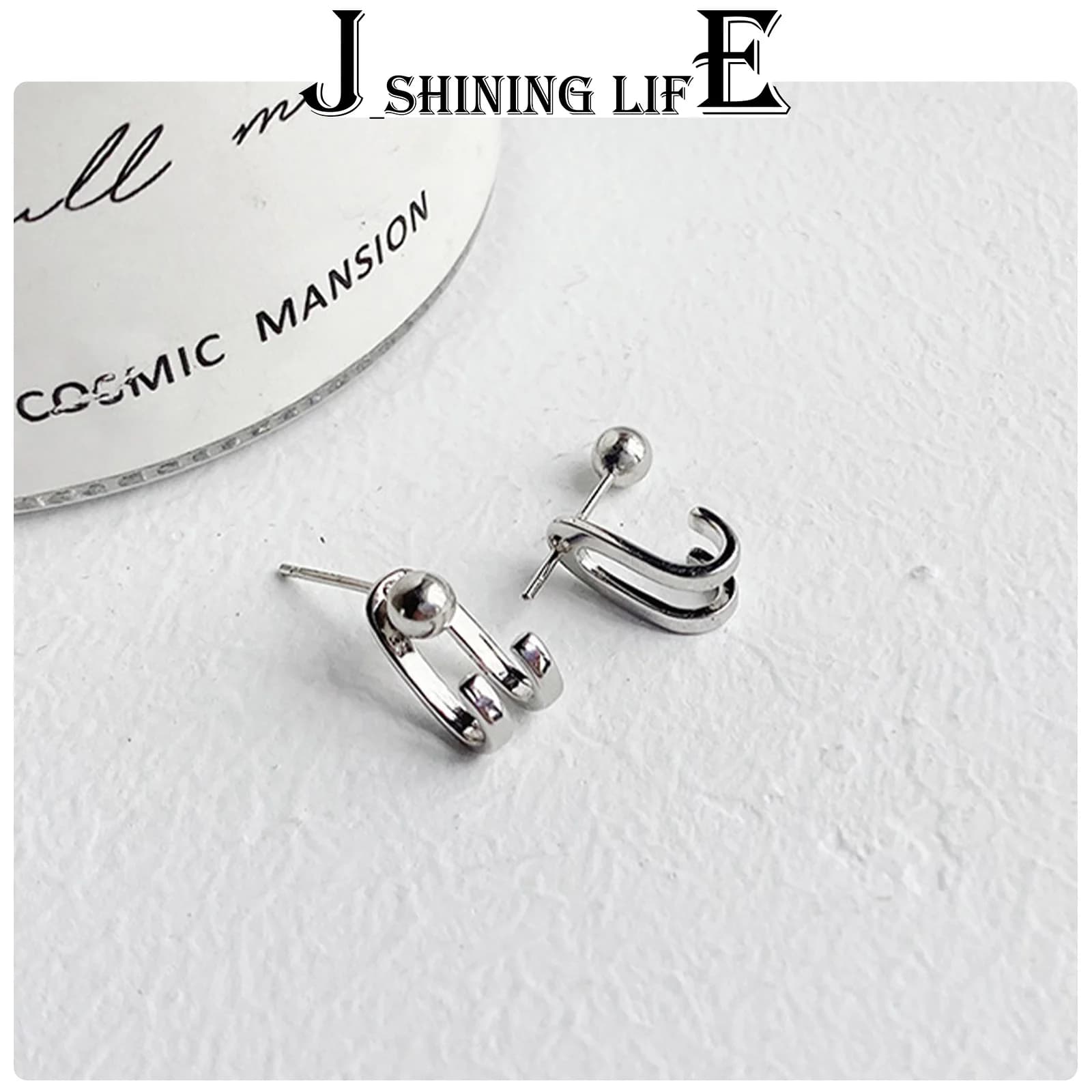 Earrings for man set Round bead trendy and individualistic back-hanging niche summer cool style hook light beads Design