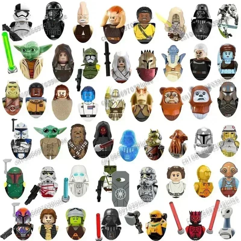 HEROCROSS STAR WARS Chewbacca Mandalorian Han Solo C-3PO Leia Boba Fett Mini Robot Figure Giocattolo Mattoncini da Costruzione WM962