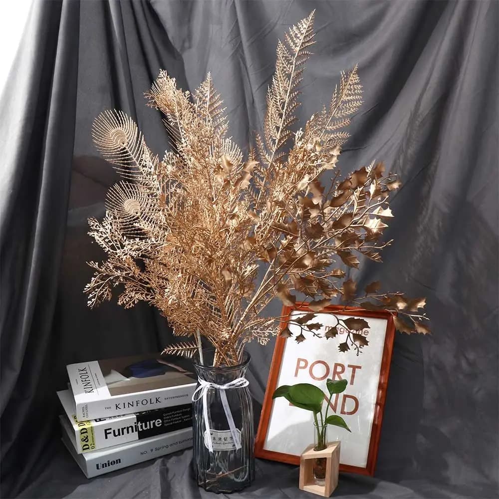 Scene Items for Home Party Wedding Decoration Golden Christmas Decoration Artificial Flower Artificial Plants Fake Flower