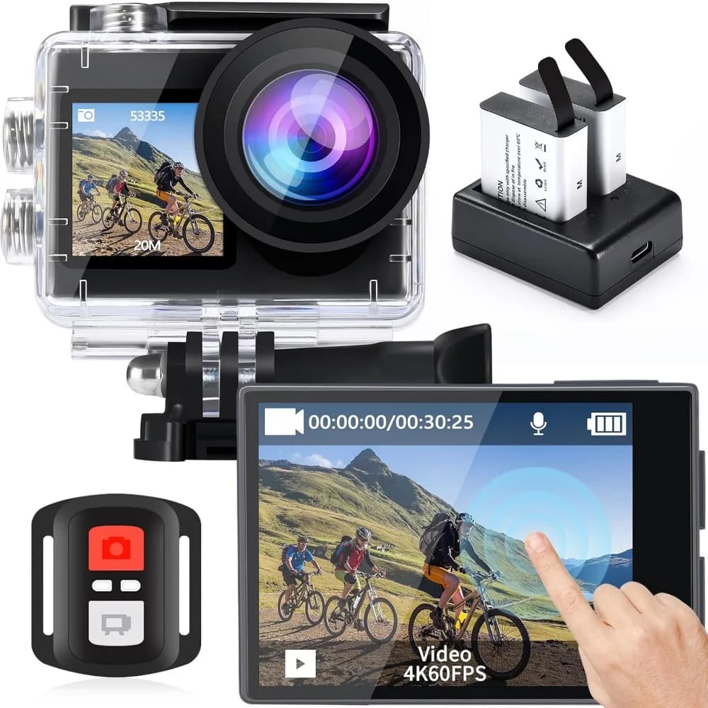 20MP 5X Zoom Action Camera: 4K 60FPS, EIS, WiFi Control, Waterproof for Adventure