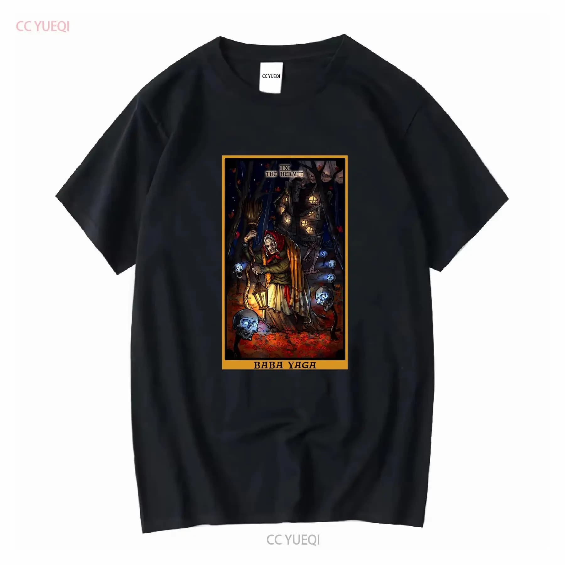 Baba Yaga The Ermit Tarot Card T Shirt Stregoneria Abbigliamento Strega Witchy Wicca Wiccan Abbigliamento slavo pagano vintage lavato