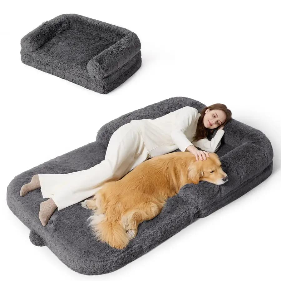 Letto Pieghevole 2 in 1 per Umani e Cani, Letto Gigante Flessibile per Adulti con Supporto in Schiuma a Nido d'Ape, Rivestimento Impermeabile