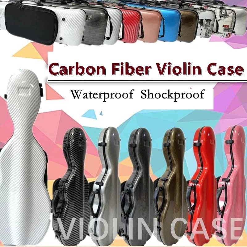 High quality Carbon fiber coded lock 4/4 violin hard case with Spectrum bag，Hard Shell Storage Protect Violin box backpack