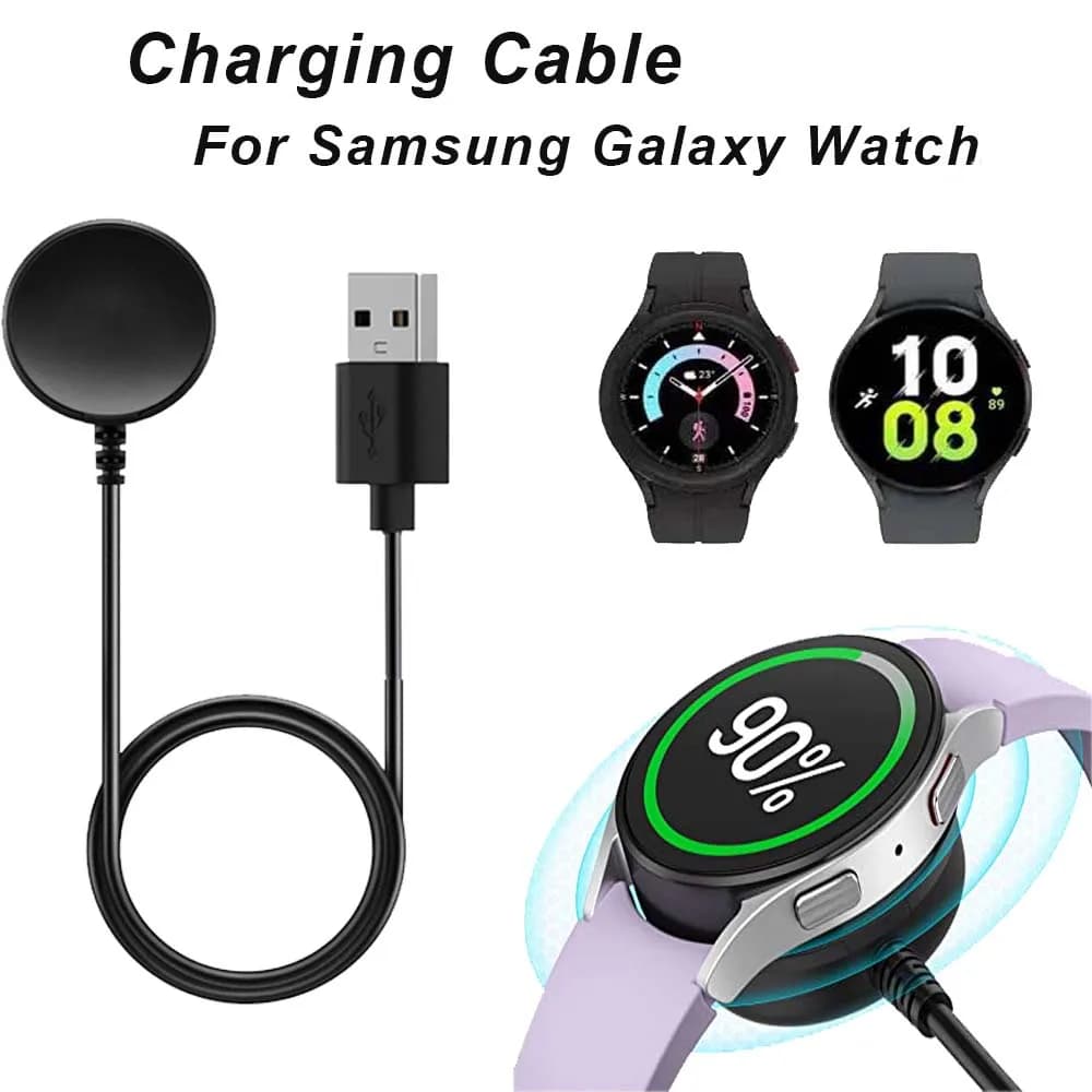 Caricabatterie USB Compatibile con Samsung Galaxy Watch 7/6/6 Classic/5/5 Pro/4, Accessori per Smartwatch, Caricatore Sostitutivo