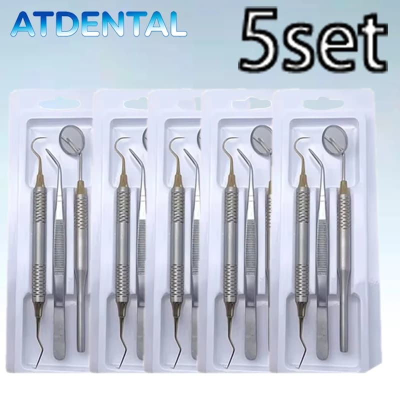 5 pcs Dental Double Attachment Mouth Mirror Sweat Pins Dentist Tool Tooth Whitening Tooth Cleaning Kit