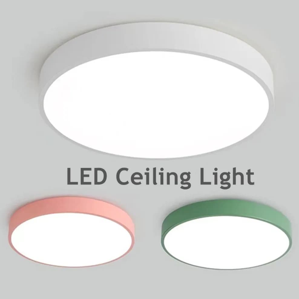 LED Nordic Ceiling Light Circular Grain Macaron Lamp Modern Bedroom Study Balcony Children's Room Home Light 30cm 40cm 60cm