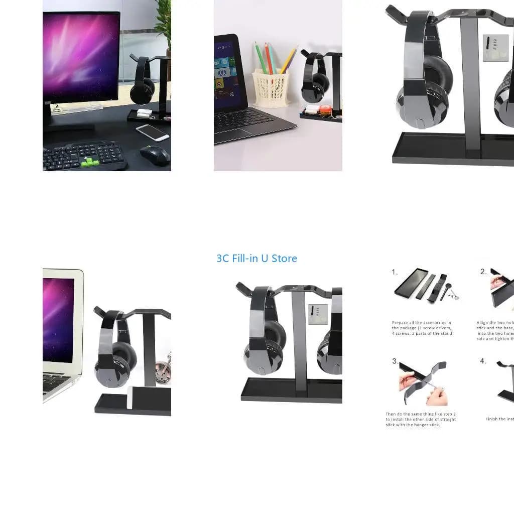 G8TA 10.2in Height Headset Stand for Head Phone Holder Base Supporting Bar for Most Headphone Size Material ABS F