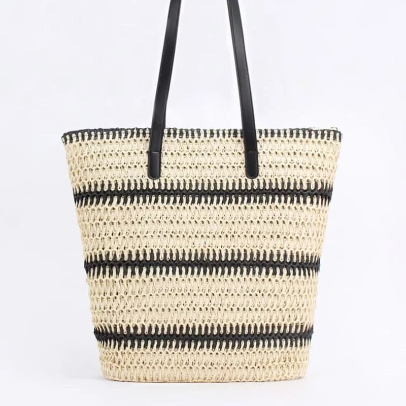 Summer Beach Retro Bohemian for Vacation Daily Use Handbag for Women High Quality Straw Woven Stripe Youth Women's Shoulder Bags